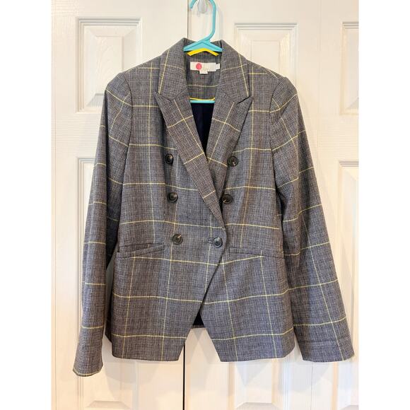 Boden Jackets & Blazers - Boden Gray Double Breasted Plaid Blazer Size 2